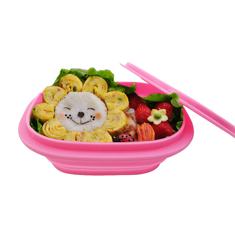 戶外(wài)野餐用(yòng)品方便攜帶矽膠折疊飯盒